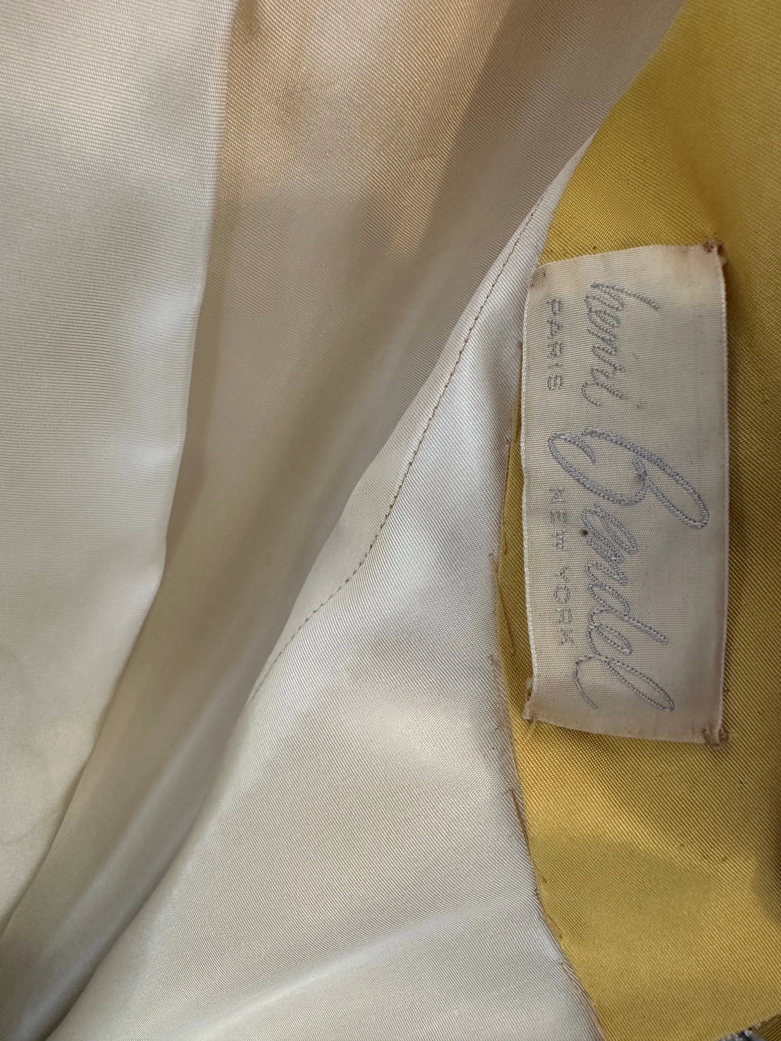 Vintage Henri Bendel Yellow 1950's Silk Cocktail Dress