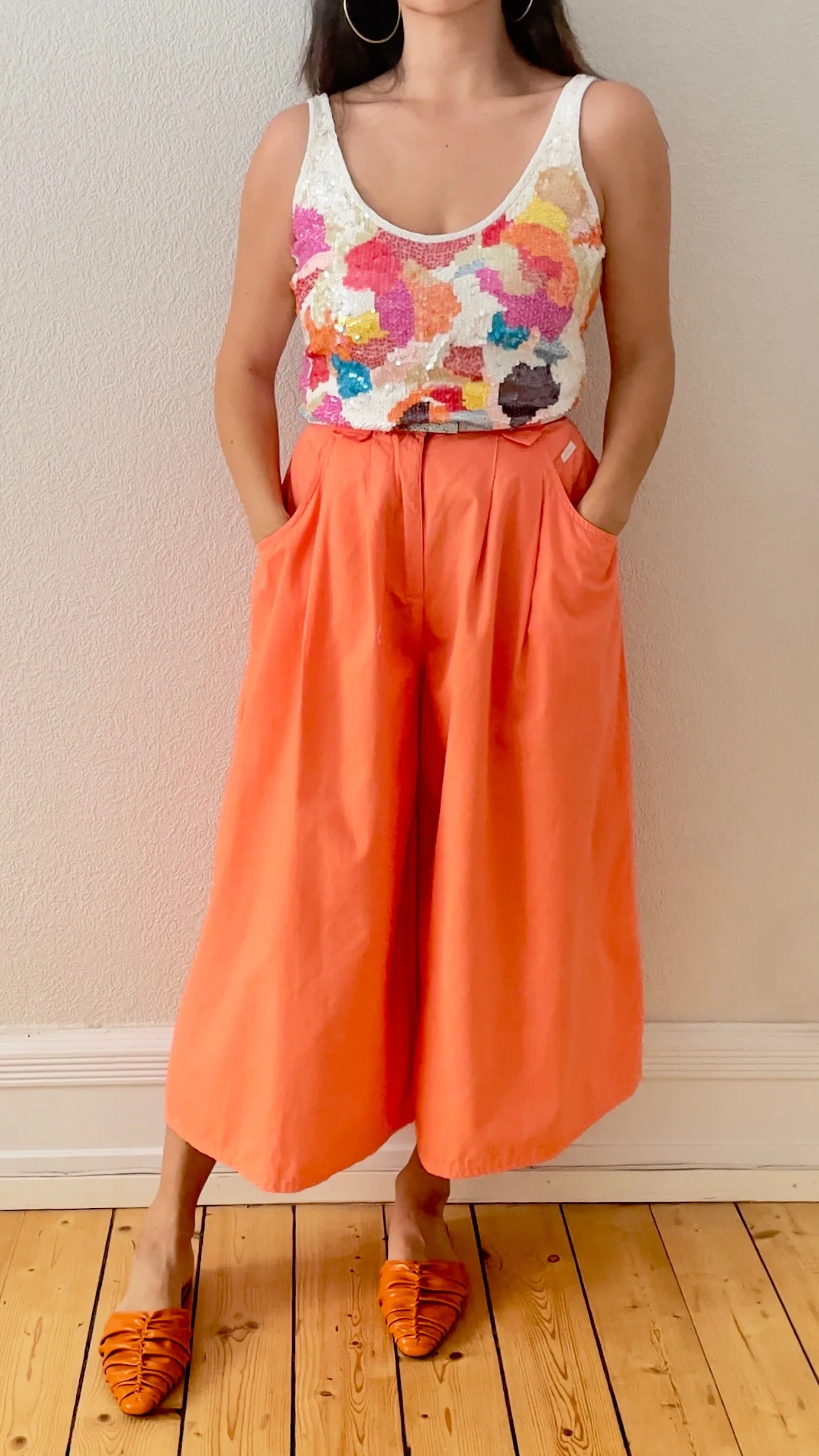 Vintage Peach Pleated Culottes