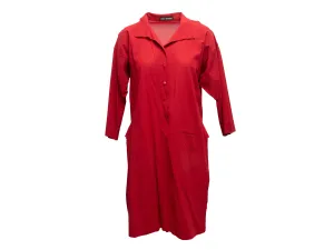 Vintage Red Issey Miyake Knee-Length Tunic Dress Size US S/M