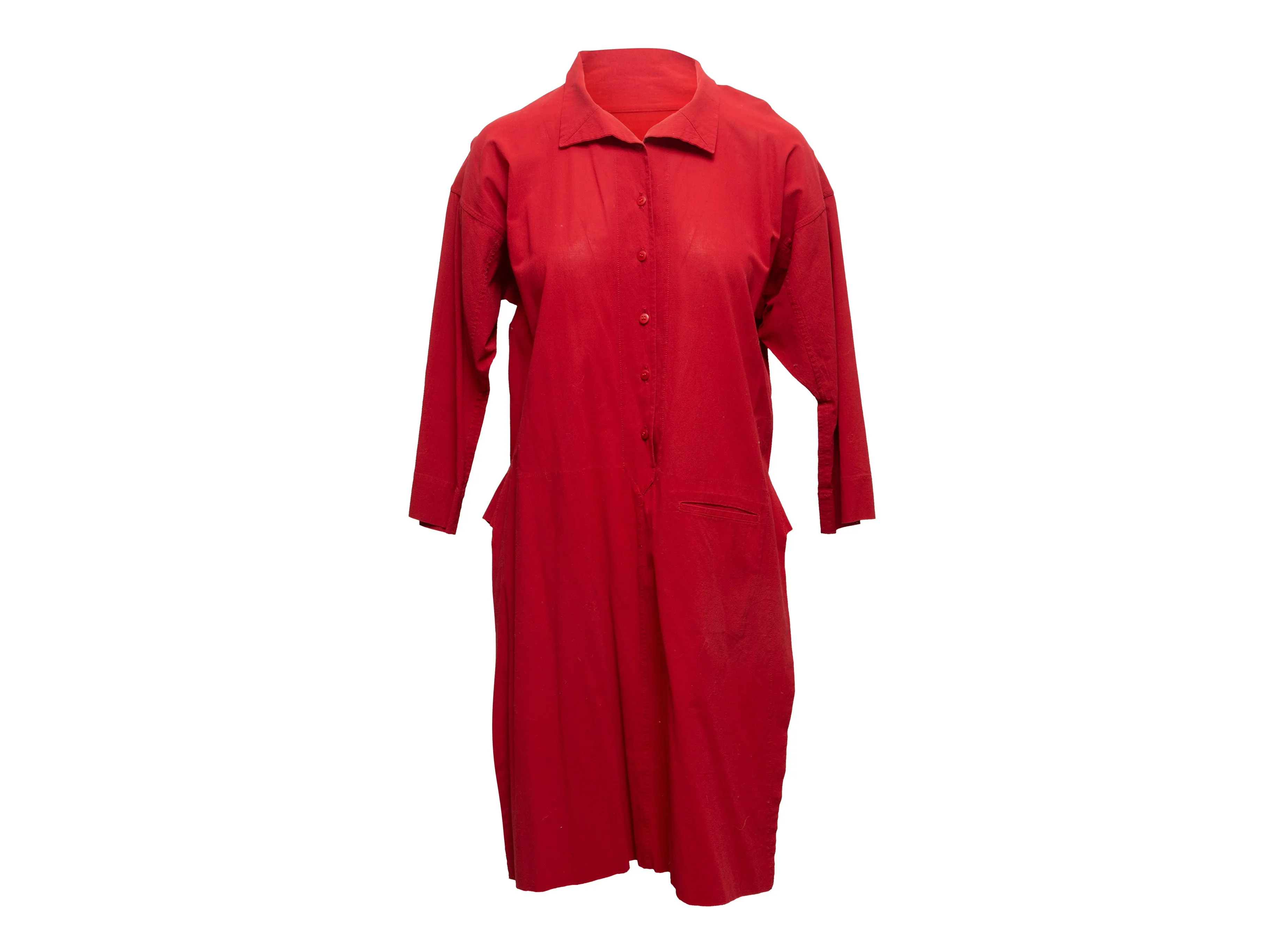 Vintage Red Issey Miyake Knee-Length Tunic Dress Size US S/M