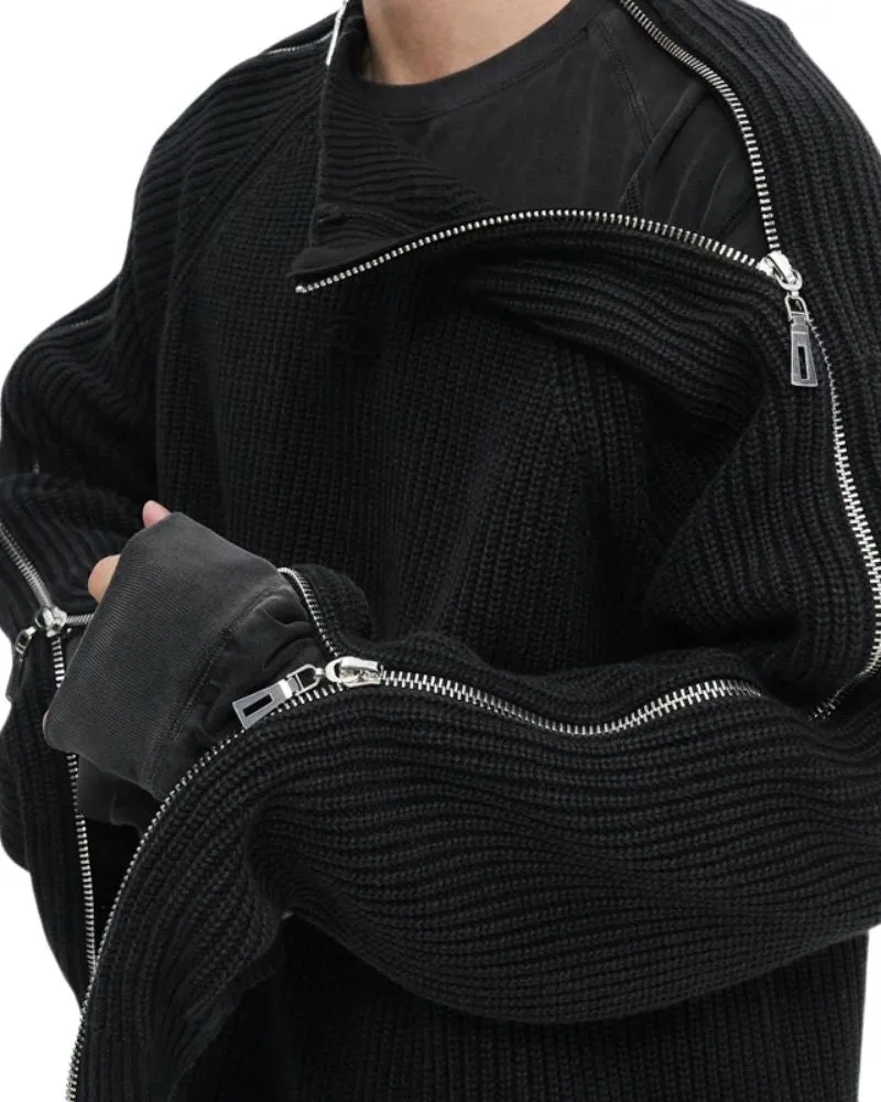 Vintage Washed Dual Zip Sweater