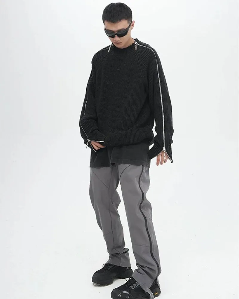Vintage Washed Dual Zip Sweater