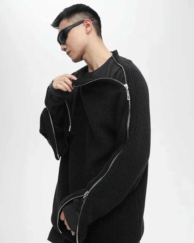 Vintage Washed Dual Zip Sweater