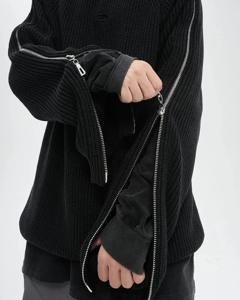 Vintage Washed Dual Zip Sweater
