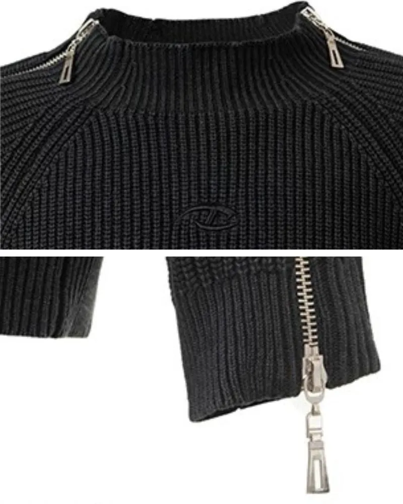 Vintage Washed Dual Zip Sweater