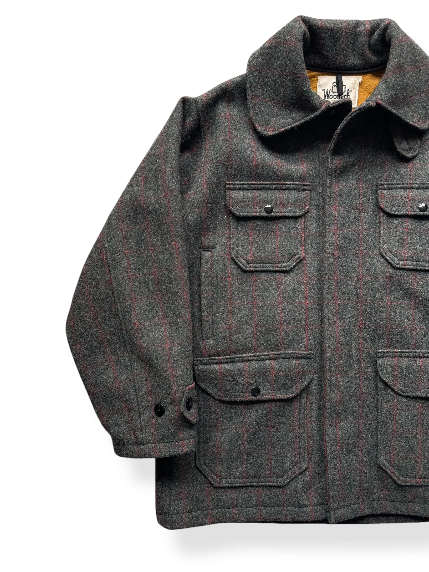 Vintage Woolrich Grey Plaid Wool Coat SZ 42