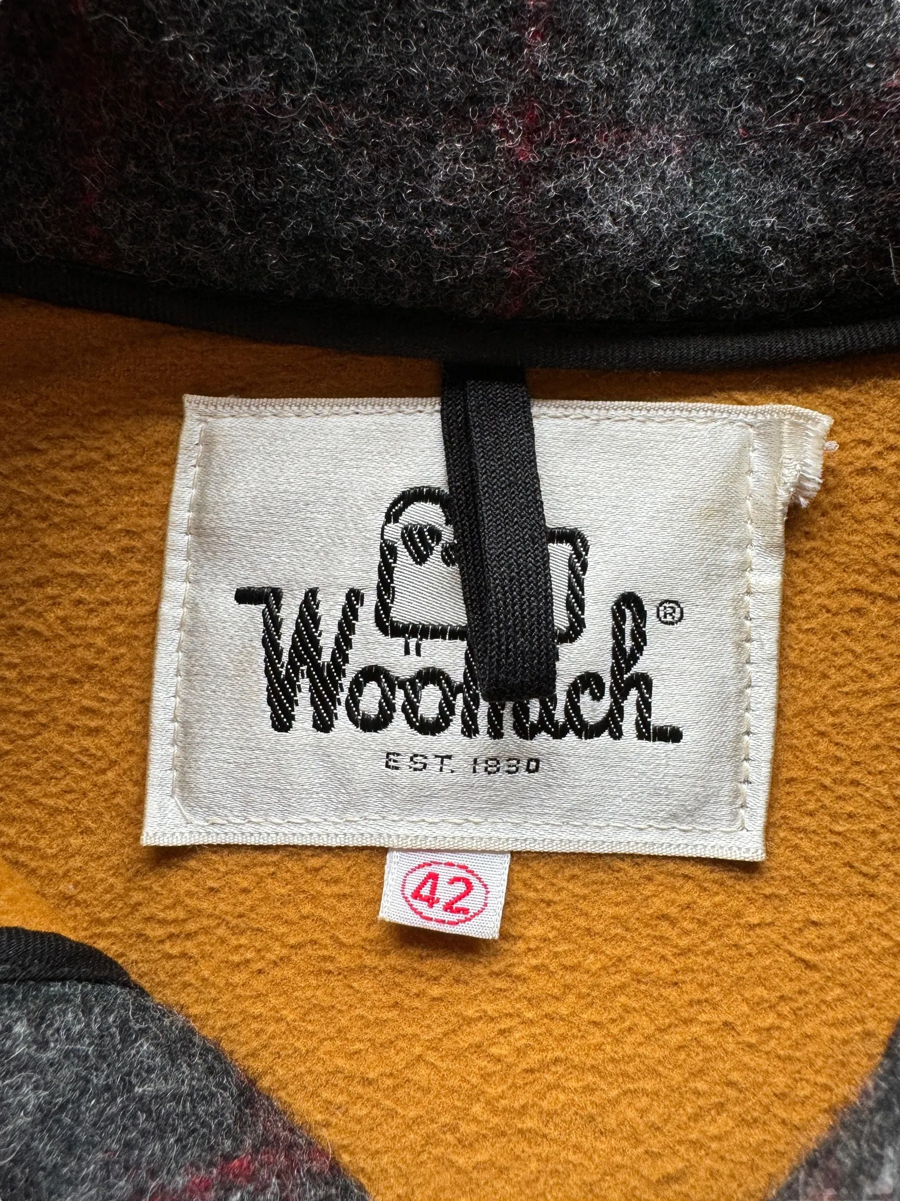 Vintage Woolrich Grey Plaid Wool Coat SZ 42