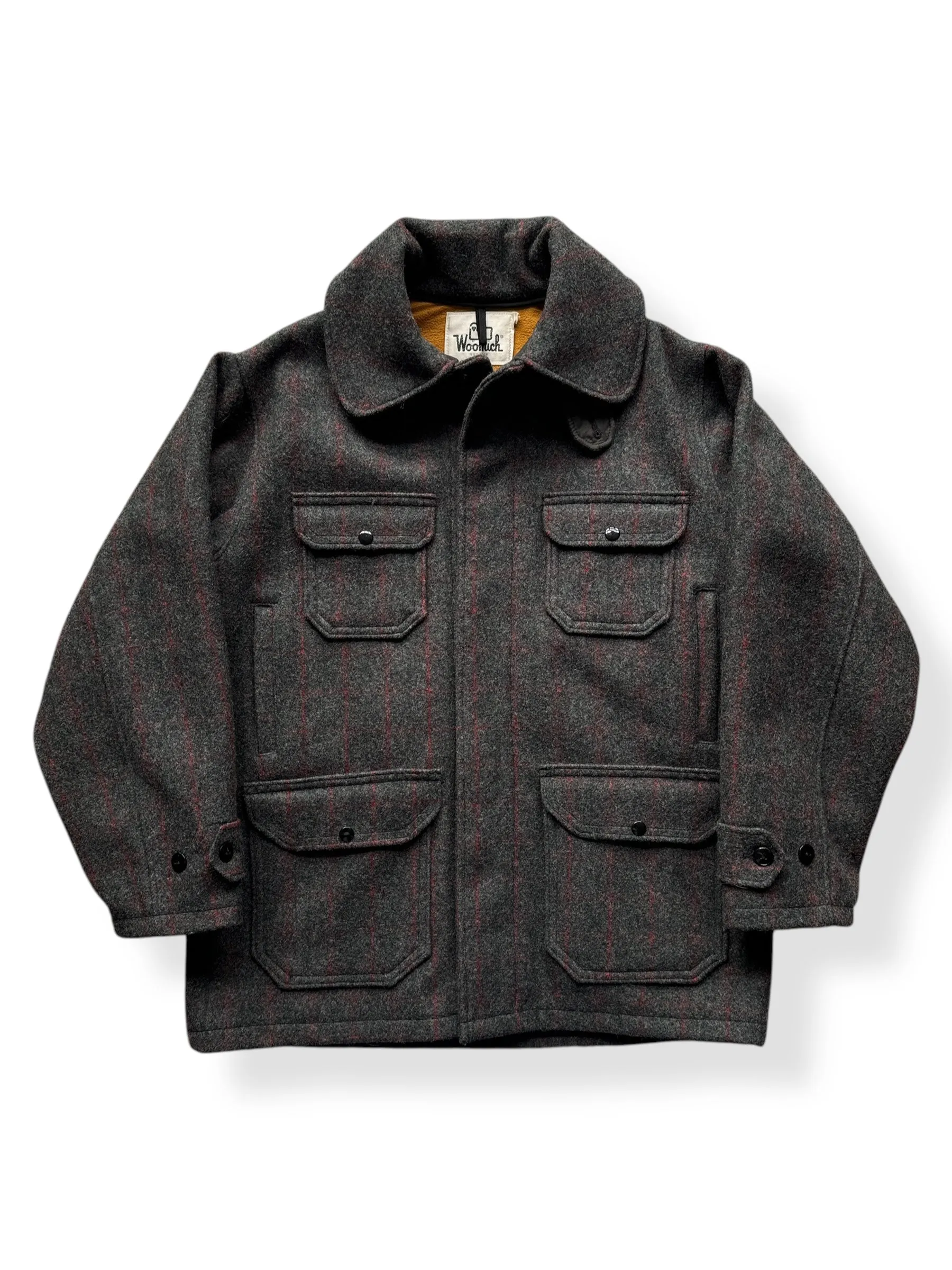 Vintage Woolrich Grey Plaid Wool Coat SZ 42