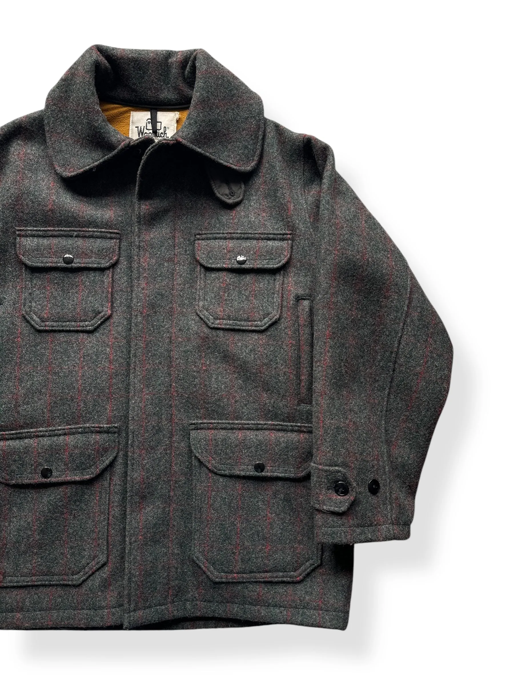 Vintage Woolrich Grey Plaid Wool Coat SZ 42