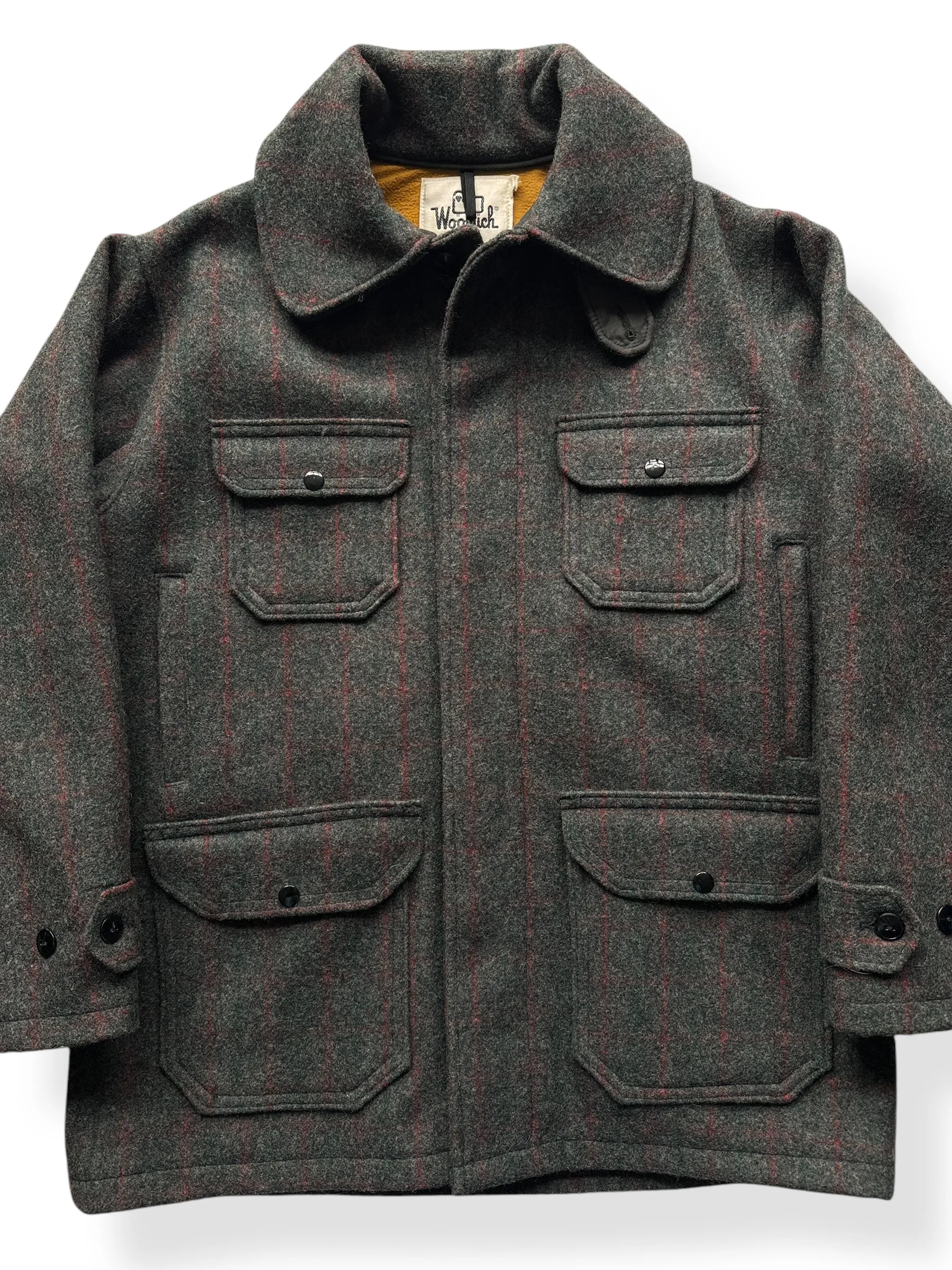 Vintage Woolrich Grey Plaid Wool Coat SZ 42