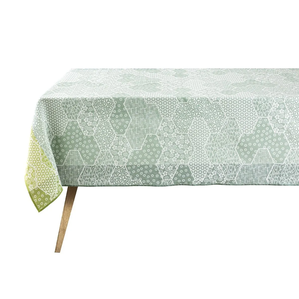 Wagara Green 59" x 102" Tablecloth by Le Jacquard Français