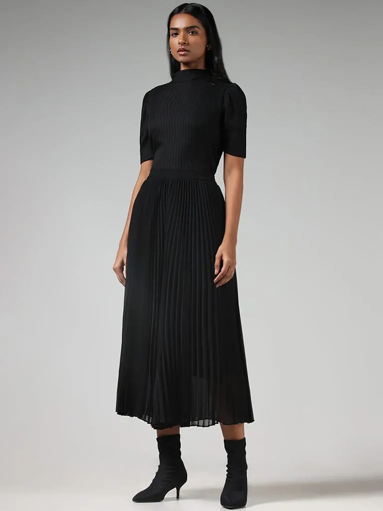 Wardrobe Black Self Striped Top