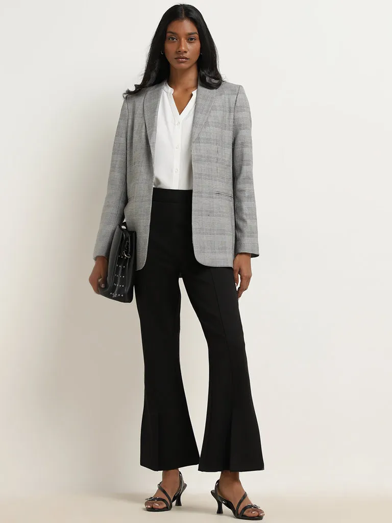 Wardrobe Grey Houndstooth Checkered Blazer