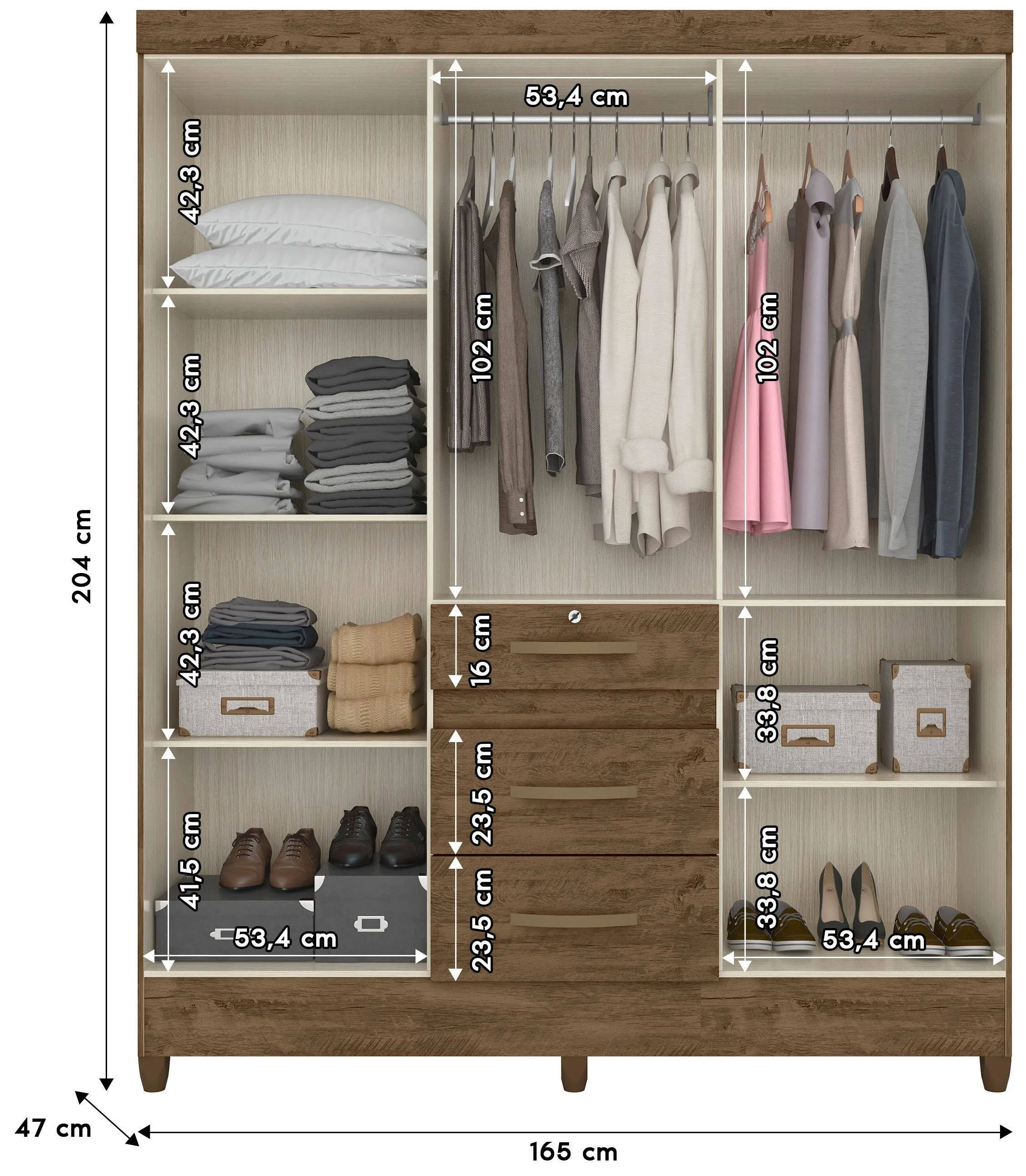 Wardrobe Itatiba - Brown
