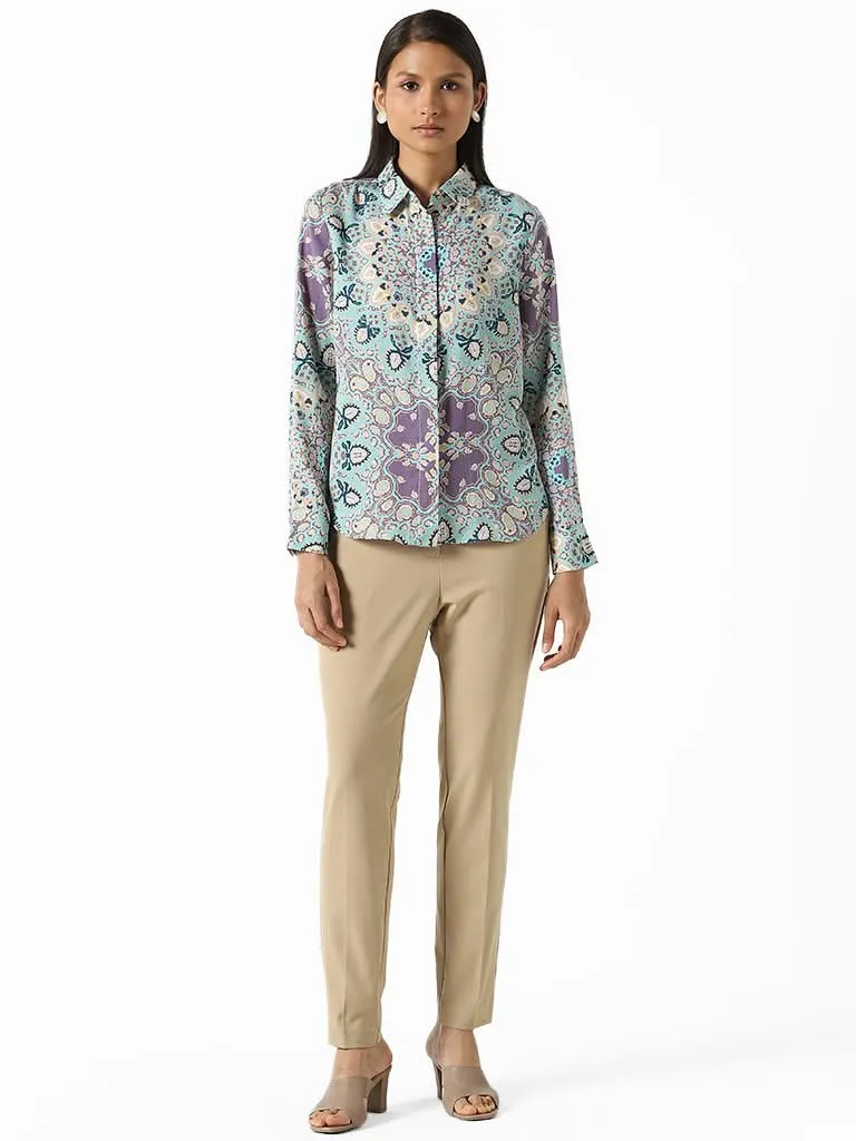Wardrobe Lavender Bohemian Printed Shirt