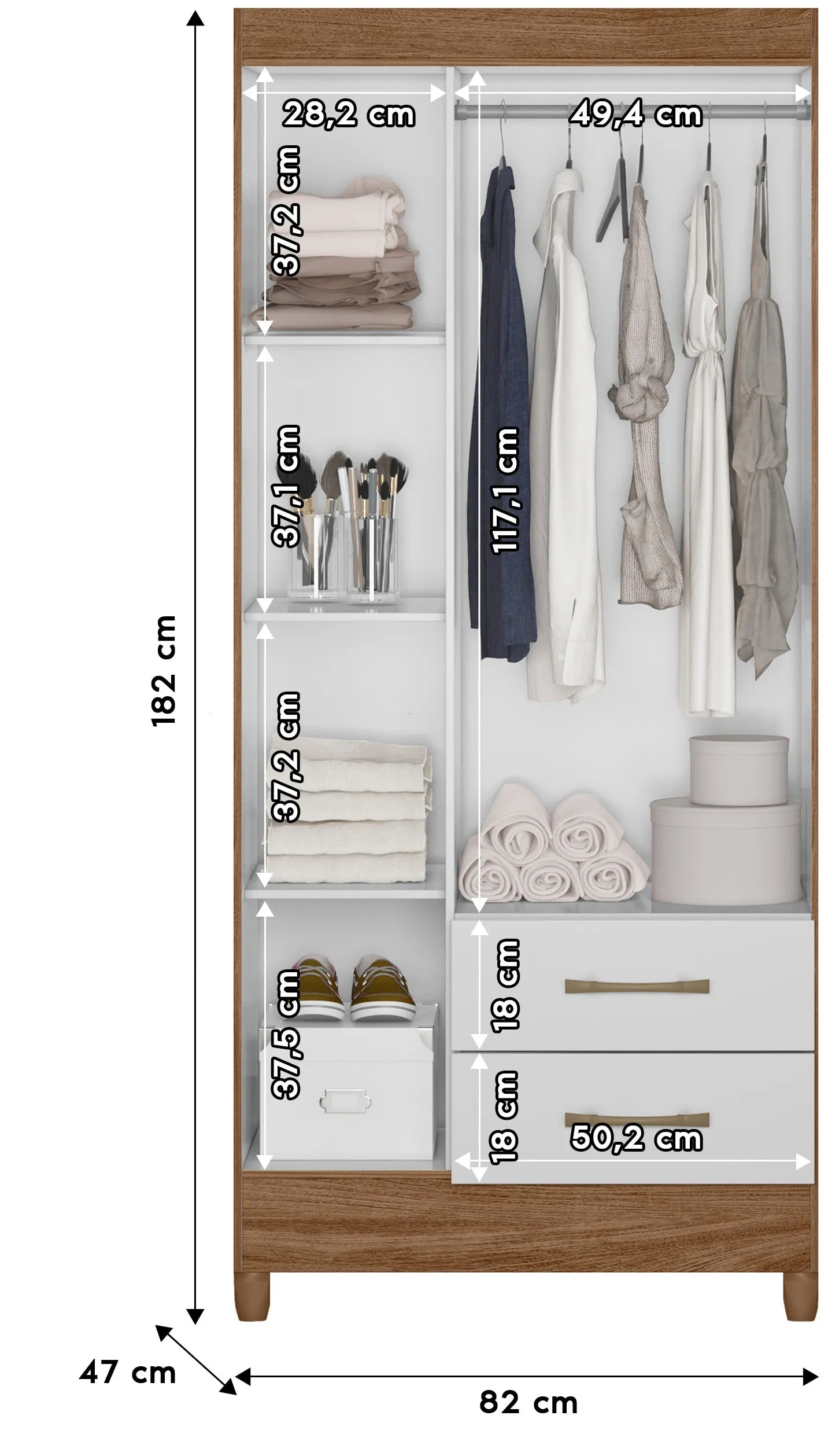 Wardrobe Lima - Natural/White