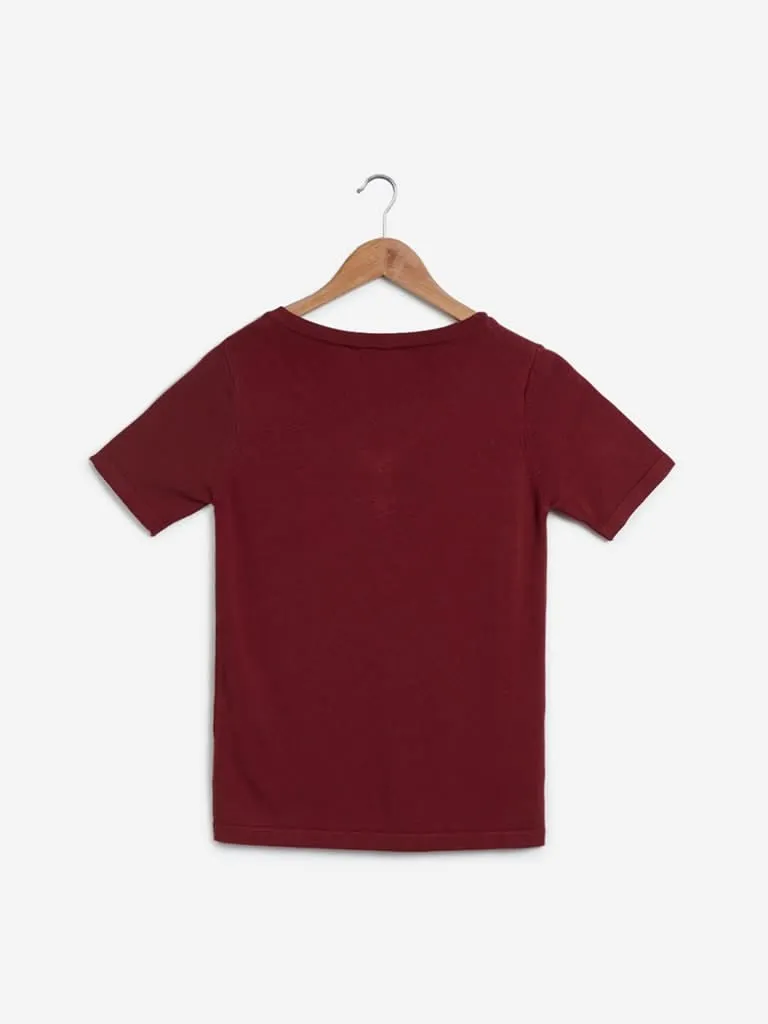 Wardrobe Maroon Knitted Top