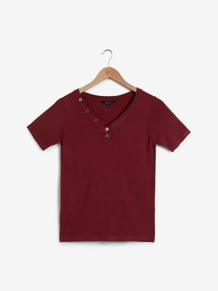 Wardrobe Maroon Knitted Top