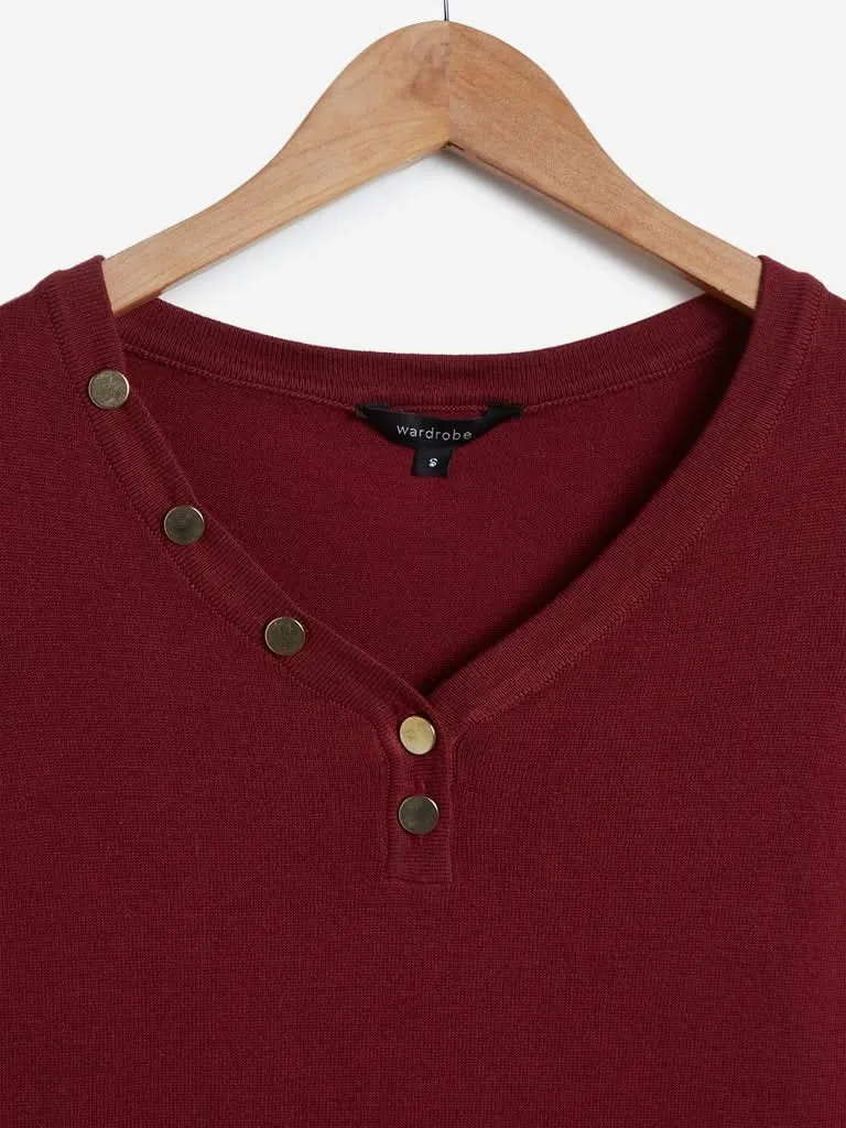 Wardrobe Maroon Knitted Top