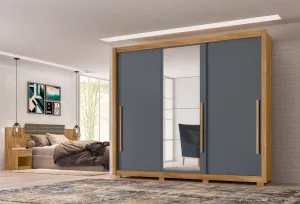 Wardrobe Monaco - Gray   Mirror