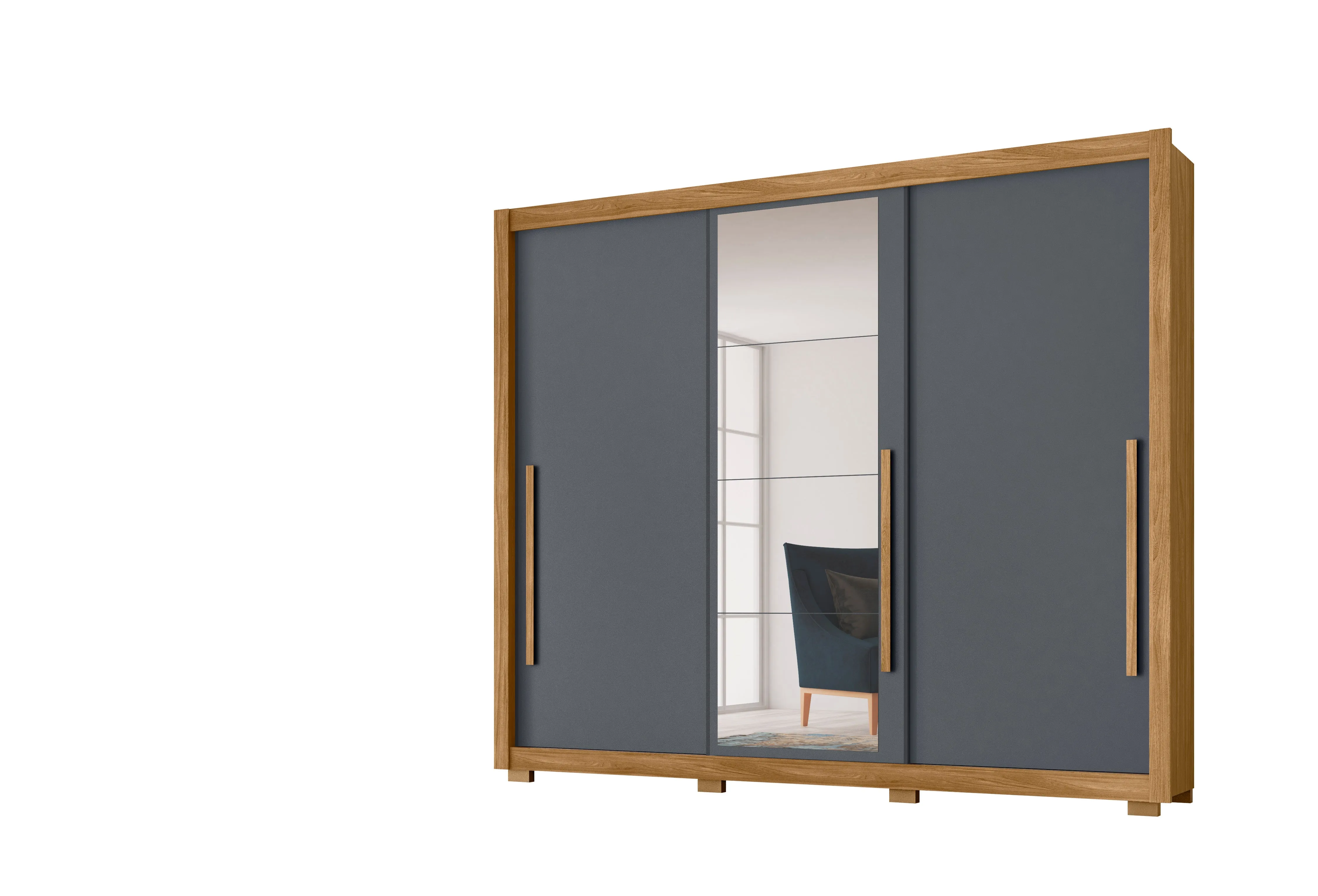 Wardrobe Monaco - Gray   Mirror