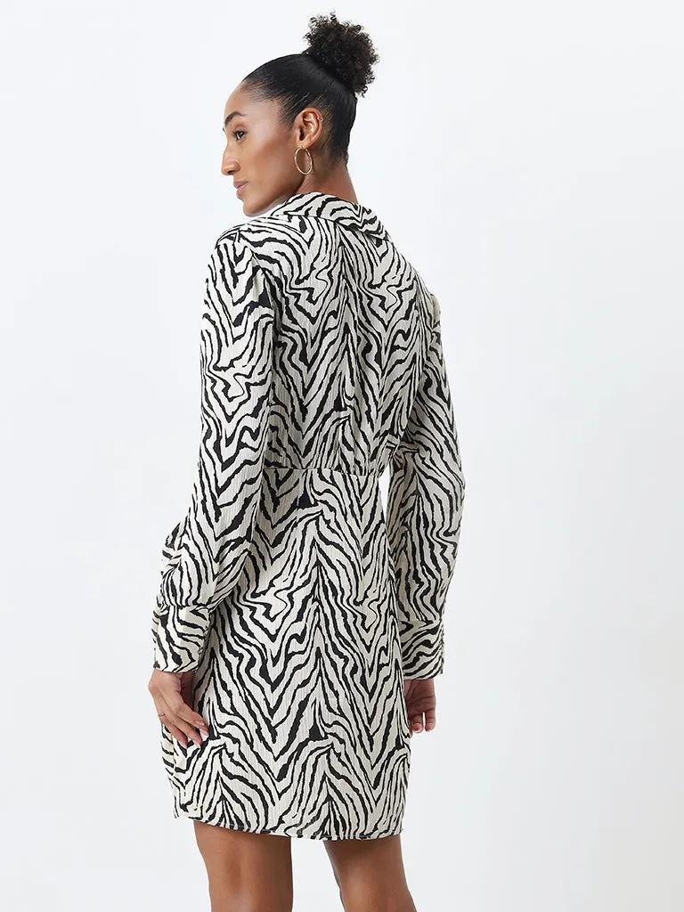 Wardrobe Off-White Animal Printed Straight Dress