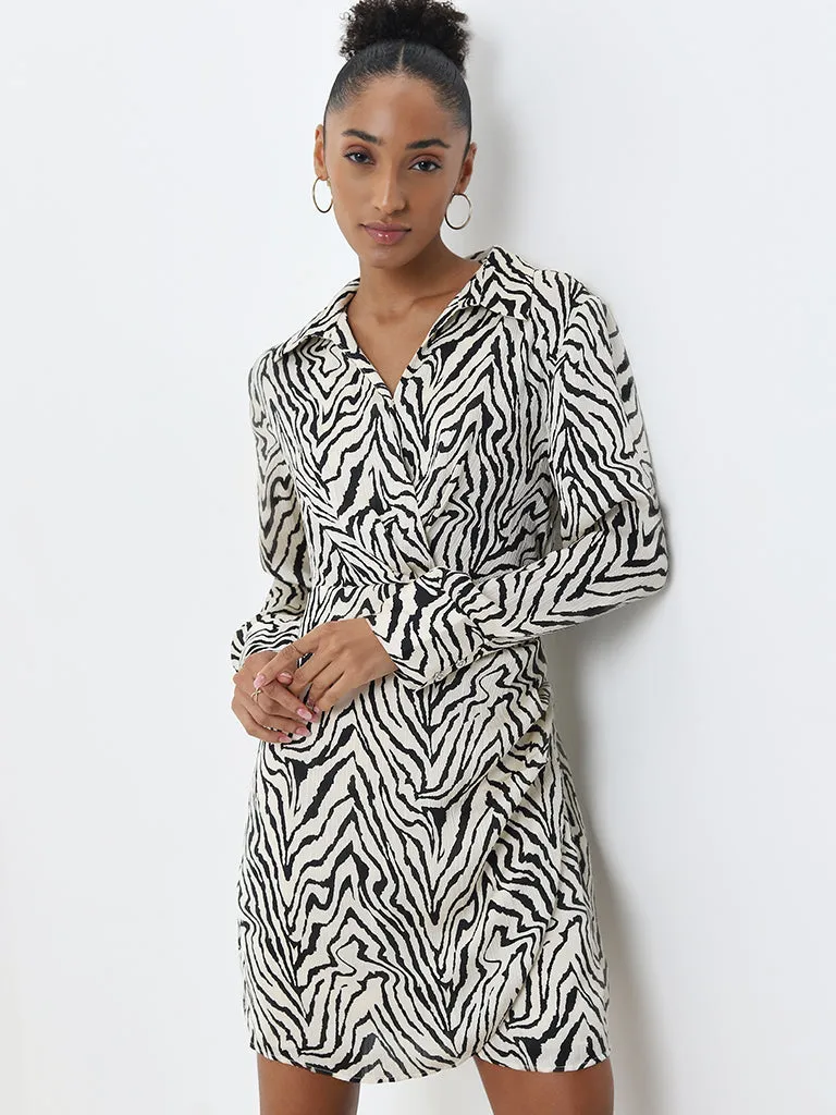 Wardrobe Off-White Animal Printed Straight Dress