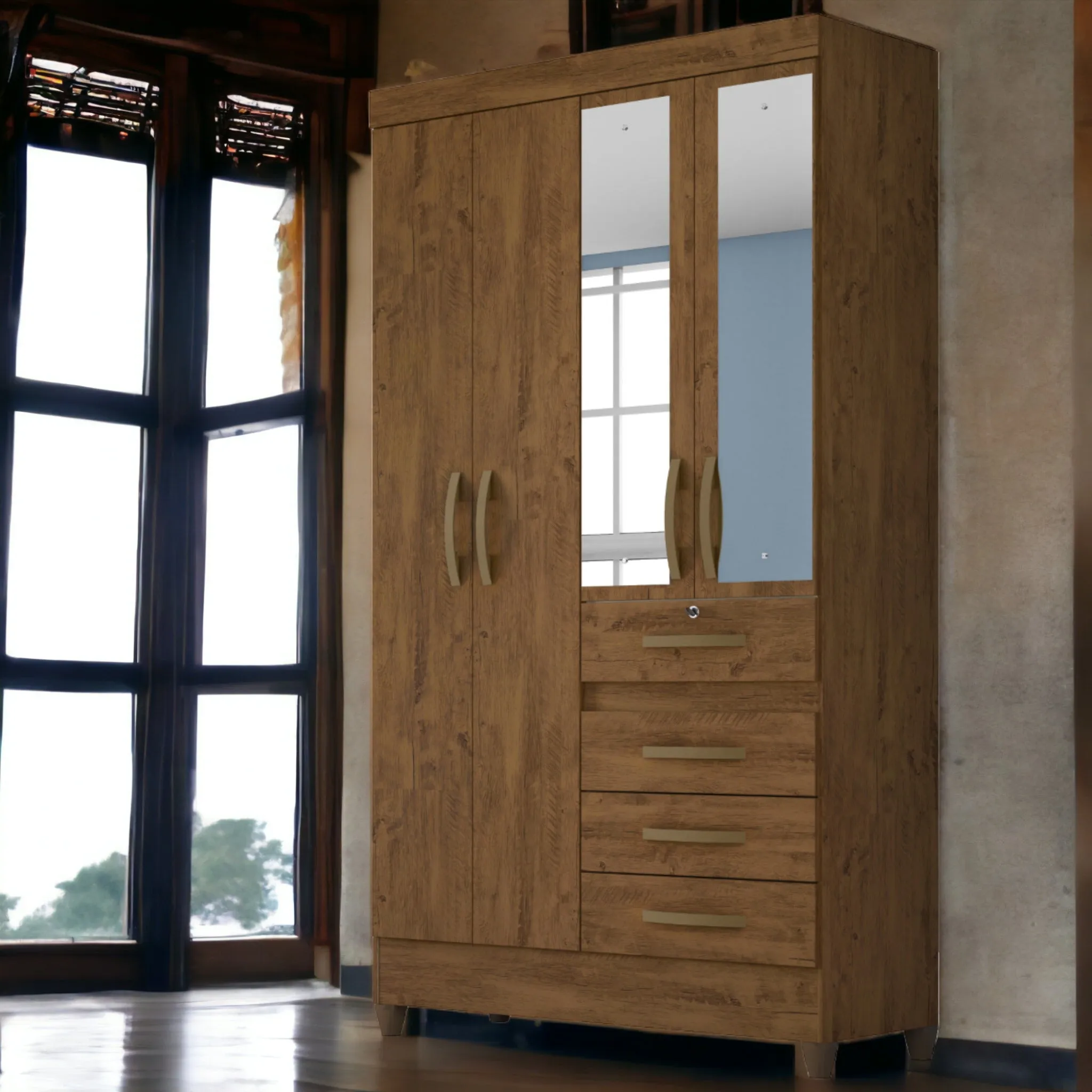 Wardrobe Sobral - Brown   Mirror