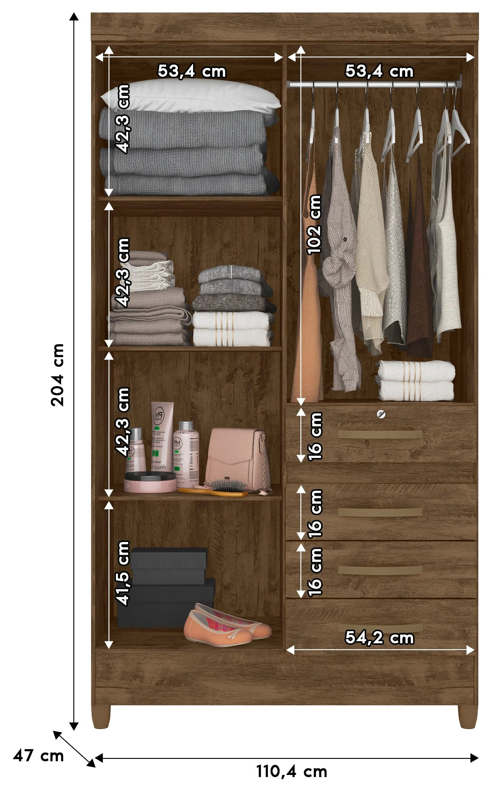 Wardrobe Sobral - Brown   Mirror