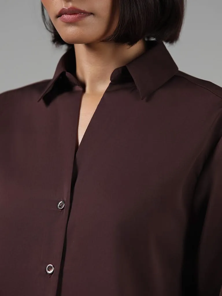 Wardrobe Solid Brown Shirt