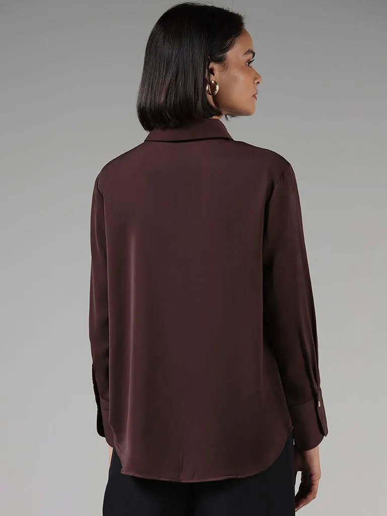 Wardrobe Solid Brown Shirt