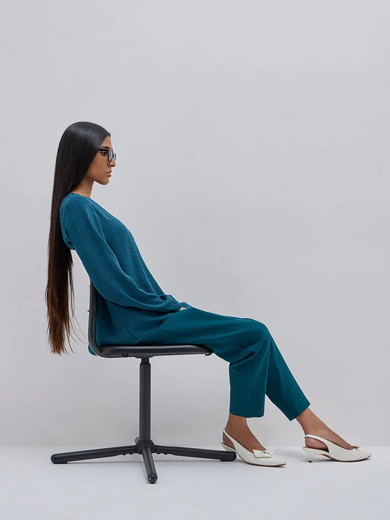 Wardrobe Teal Crinkle Top