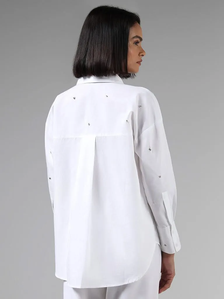 Wardrobe White Rhinestone Shirt