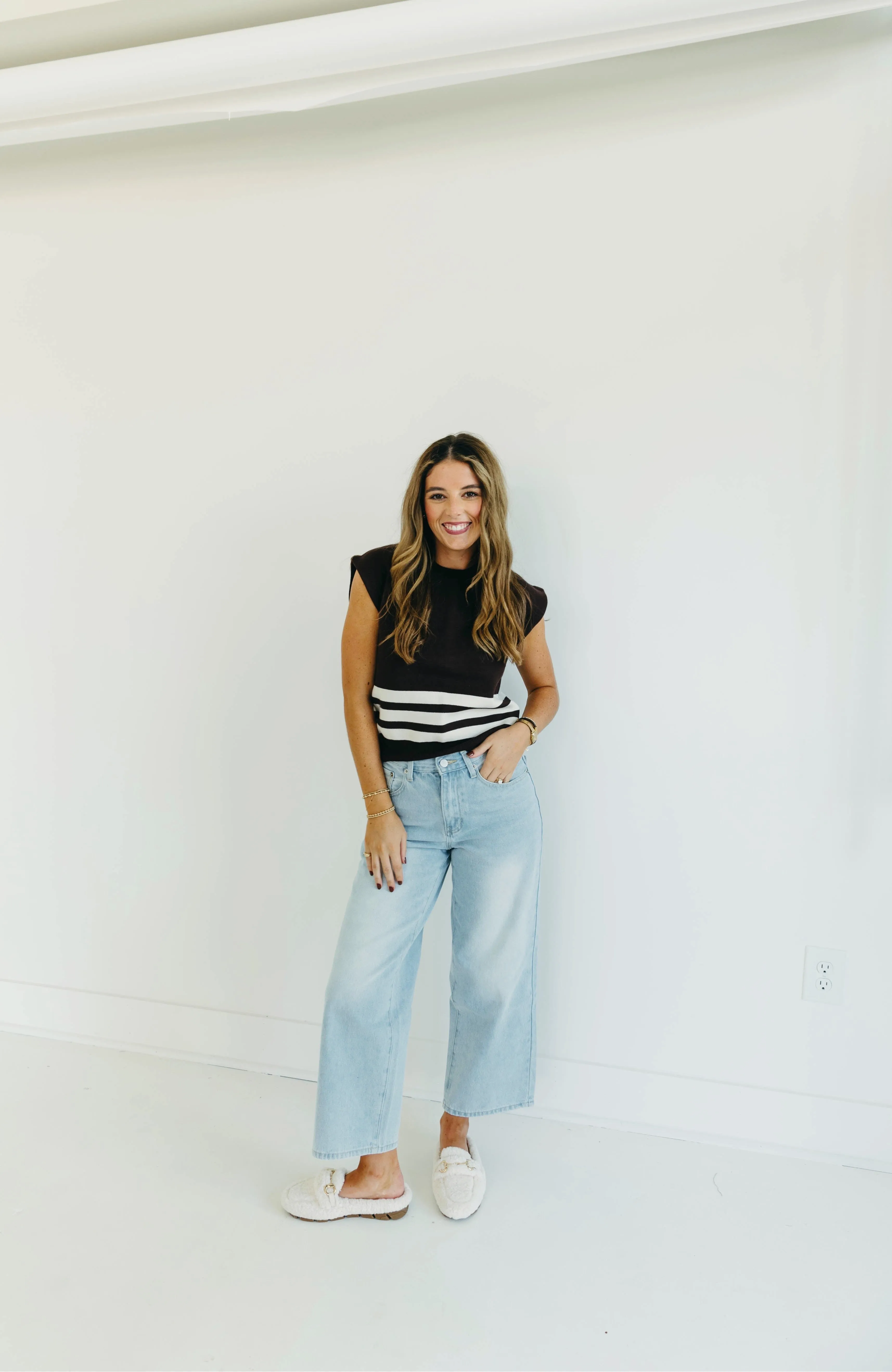 Wendy Stripe Top - Brown/Bone