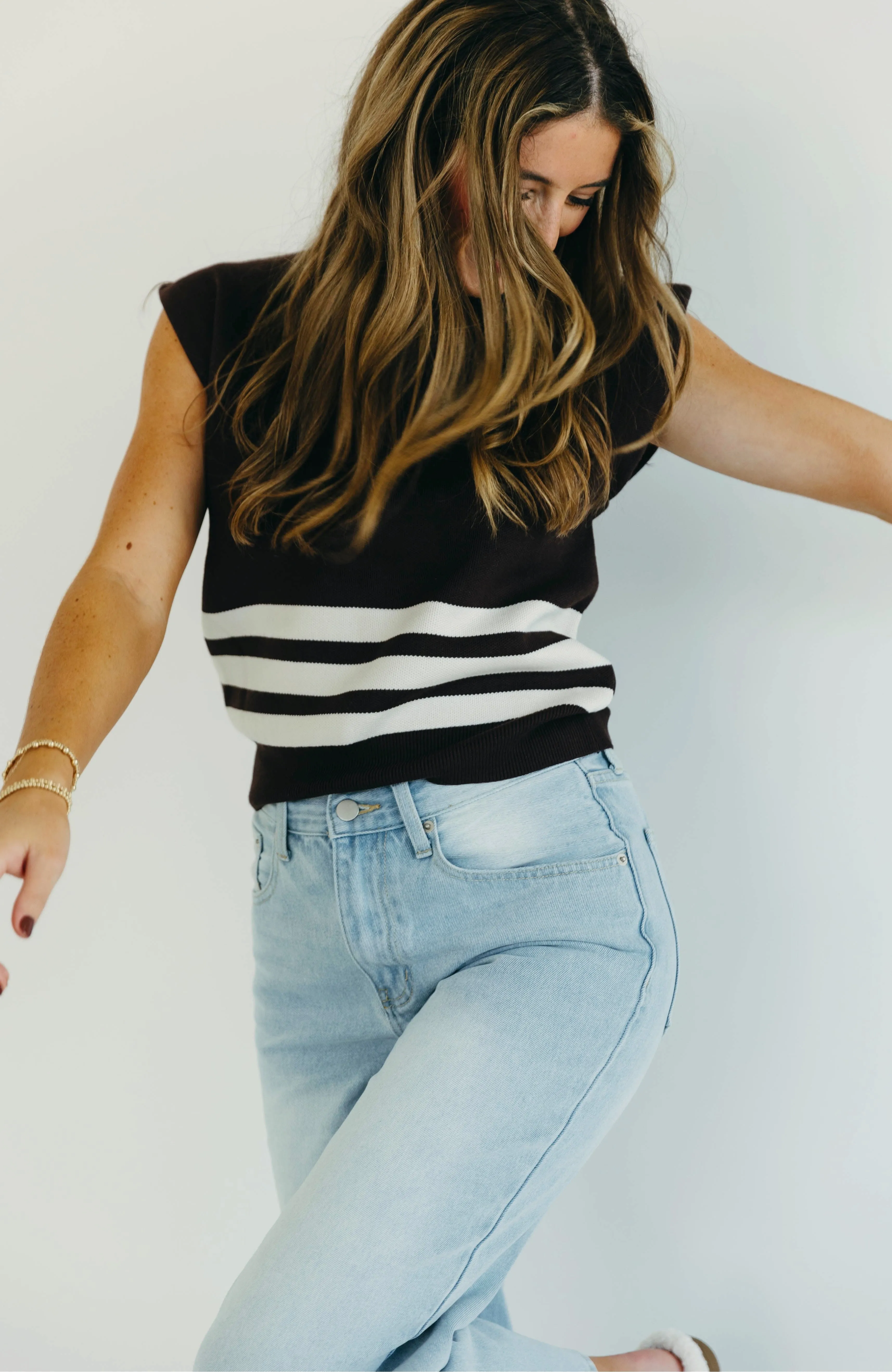 Wendy Stripe Top - Brown/Bone