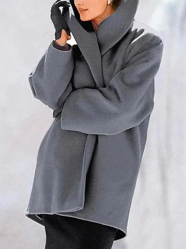 Wenkouban-Winter outfits Christmas Lapel Single Button Long Winter Coat Jacket