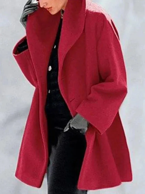 Wenkouban-Winter outfits Christmas Lapel Single Button Long Winter Coat Jacket