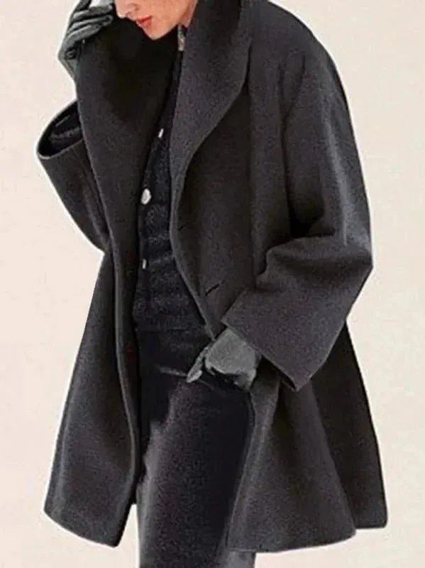Wenkouban-Winter outfits Christmas Lapel Single Button Long Winter Coat Jacket