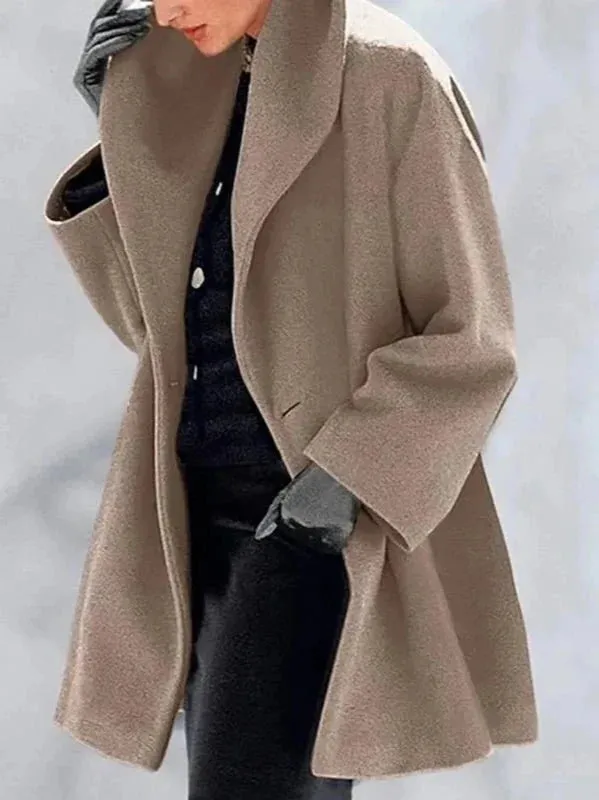 Wenkouban-Winter outfits Christmas Lapel Single Button Long Winter Coat Jacket