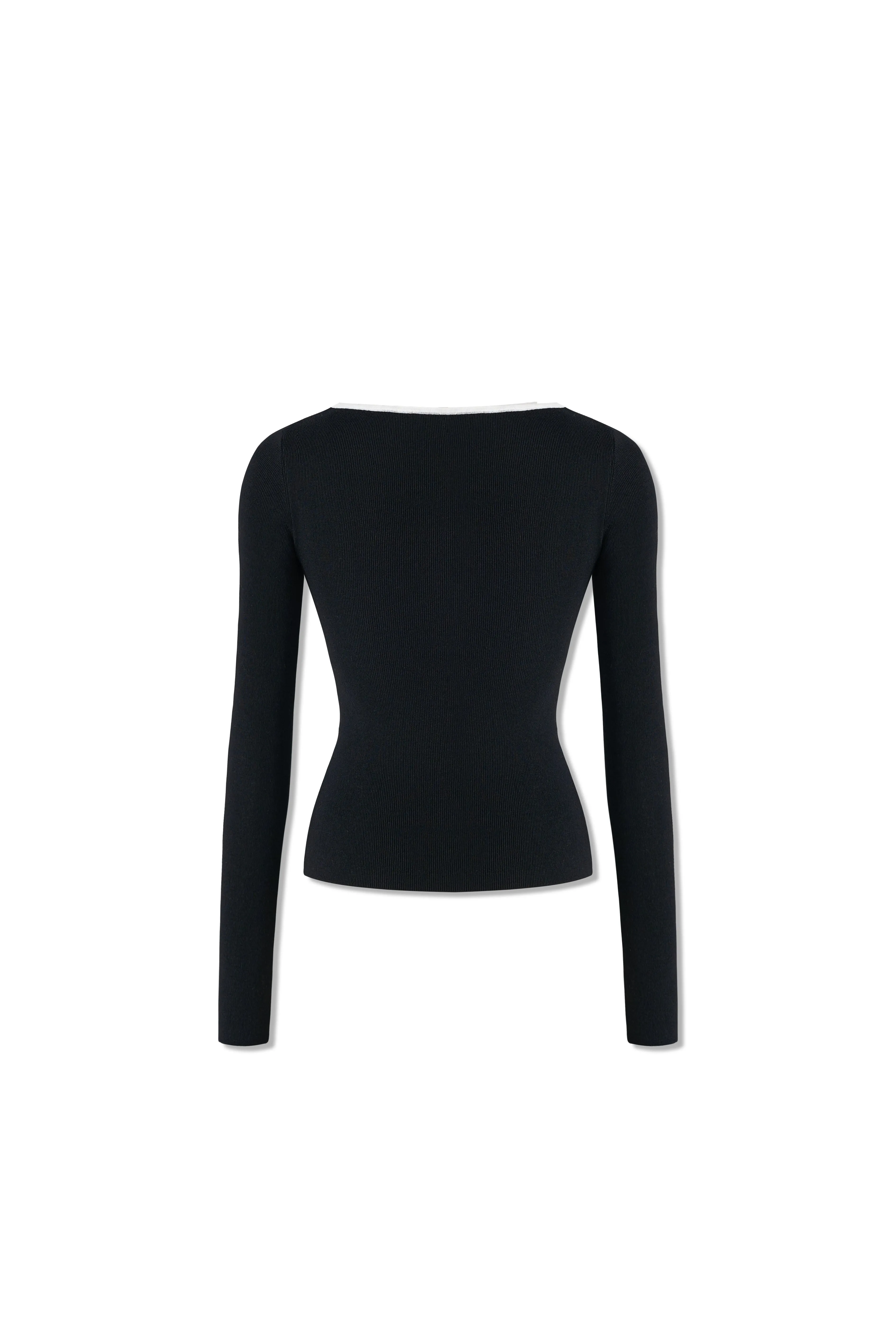 White Mermaid Straight Shoulder V-Neck Knitshirt