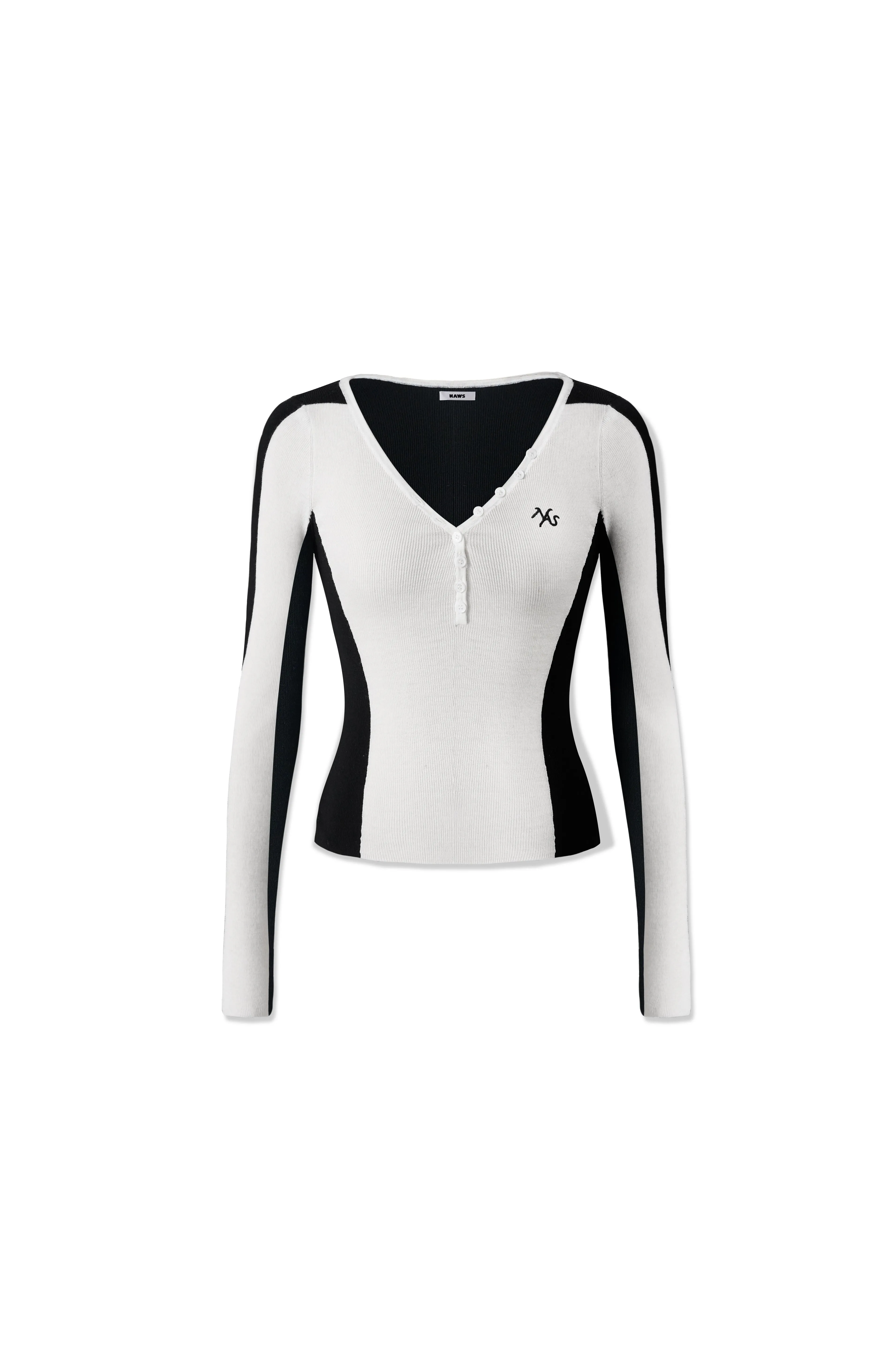White Mermaid Straight Shoulder V-Neck Knitshirt