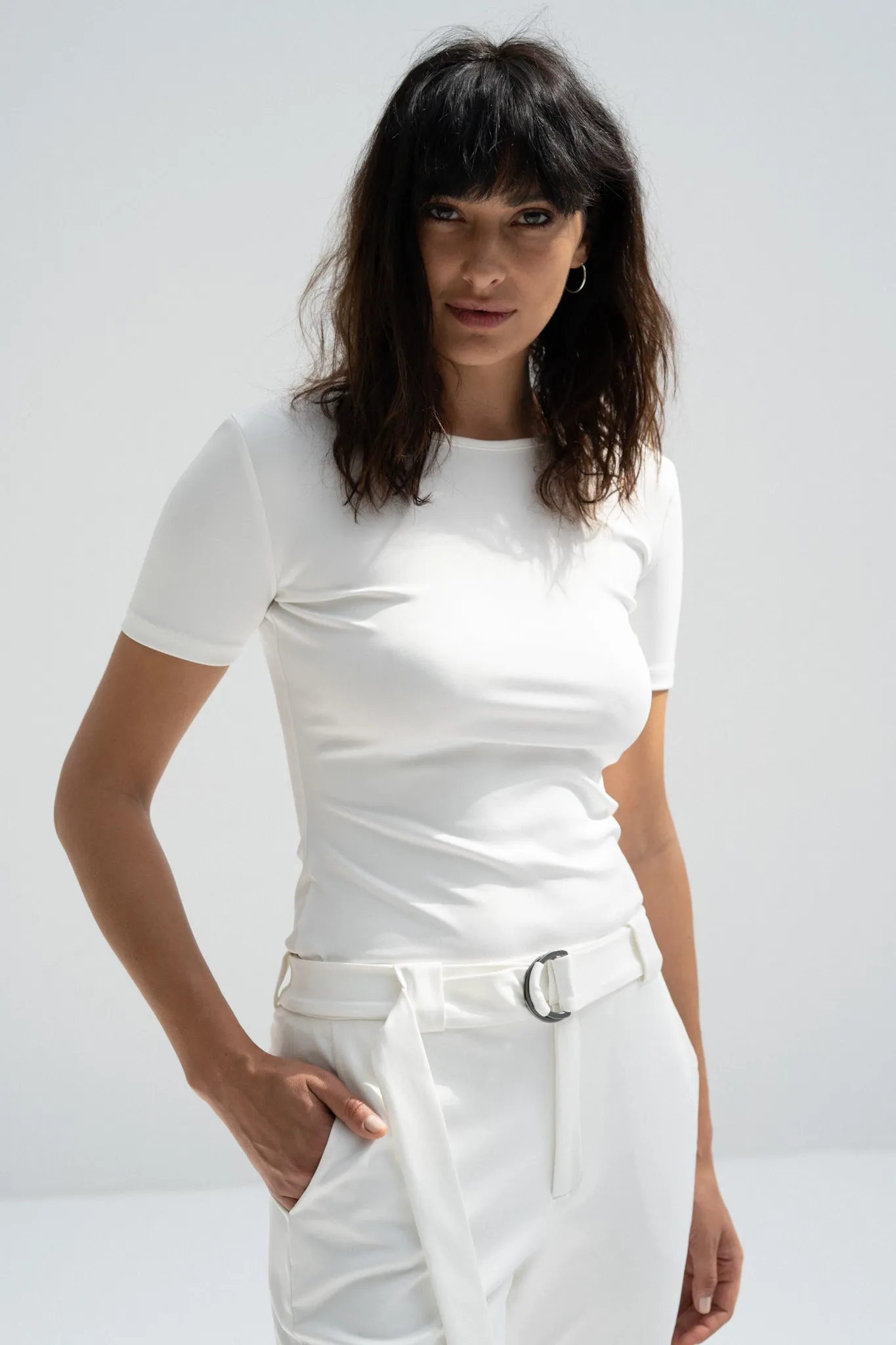 White Short Sleeves Top (Scuba)