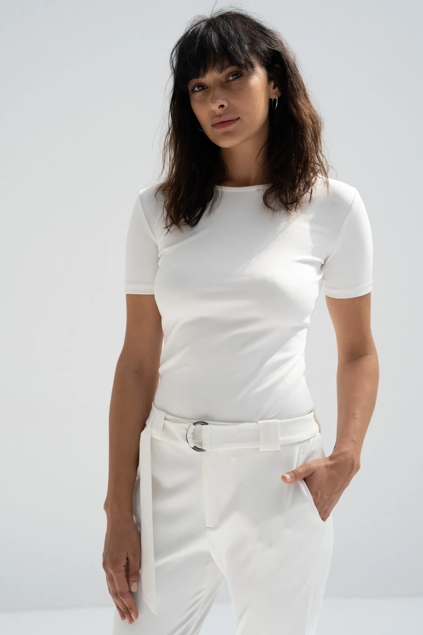 White Short Sleeves Top (Scuba)