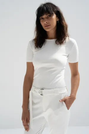 White Short Sleeves Top (Scuba)