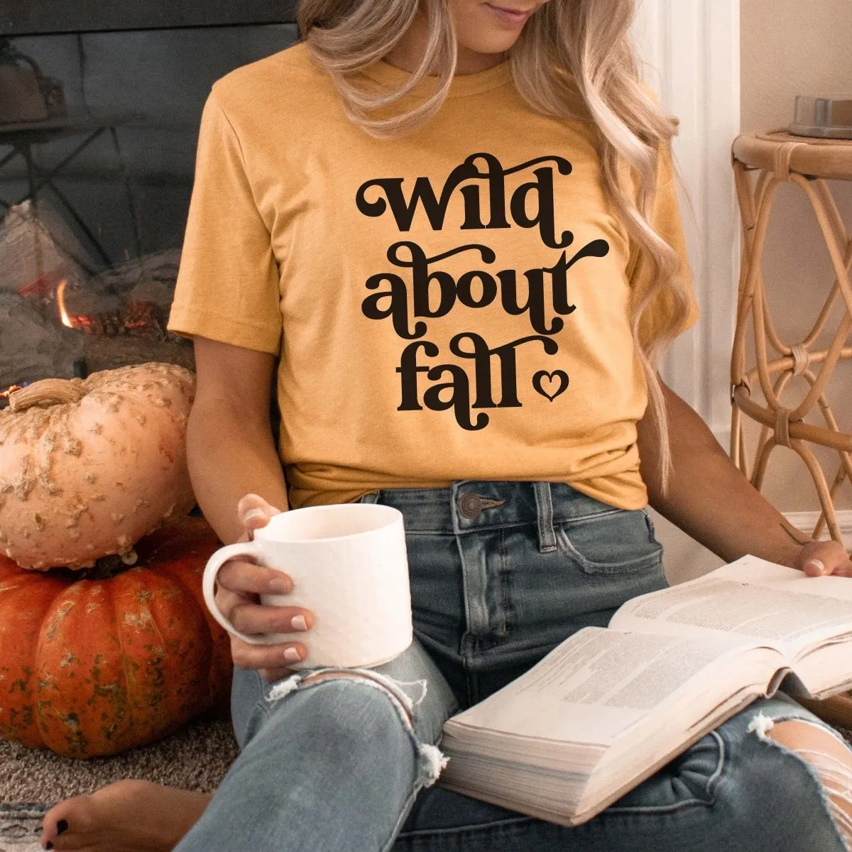 Wild About Fall Heart Wholesale Bella Graphic Tee - Fast Shipping