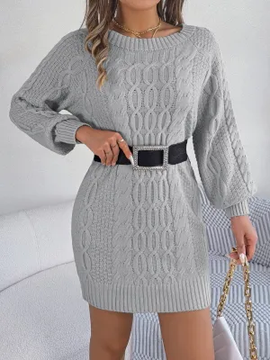 Winter Bliss Cable Knit Sweater Dress