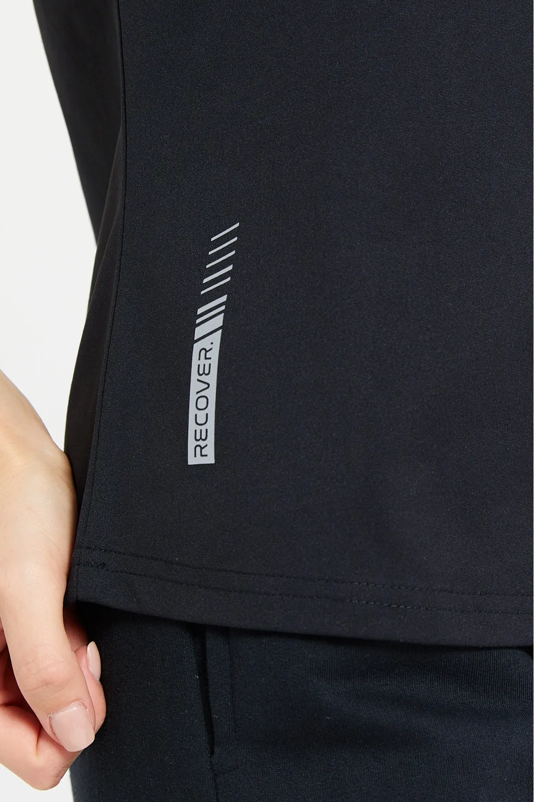 Women Black Soft Touch Active T-Shirt