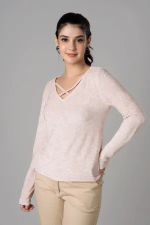 Womens Favourite Pink Lurex velvet T-Shirt