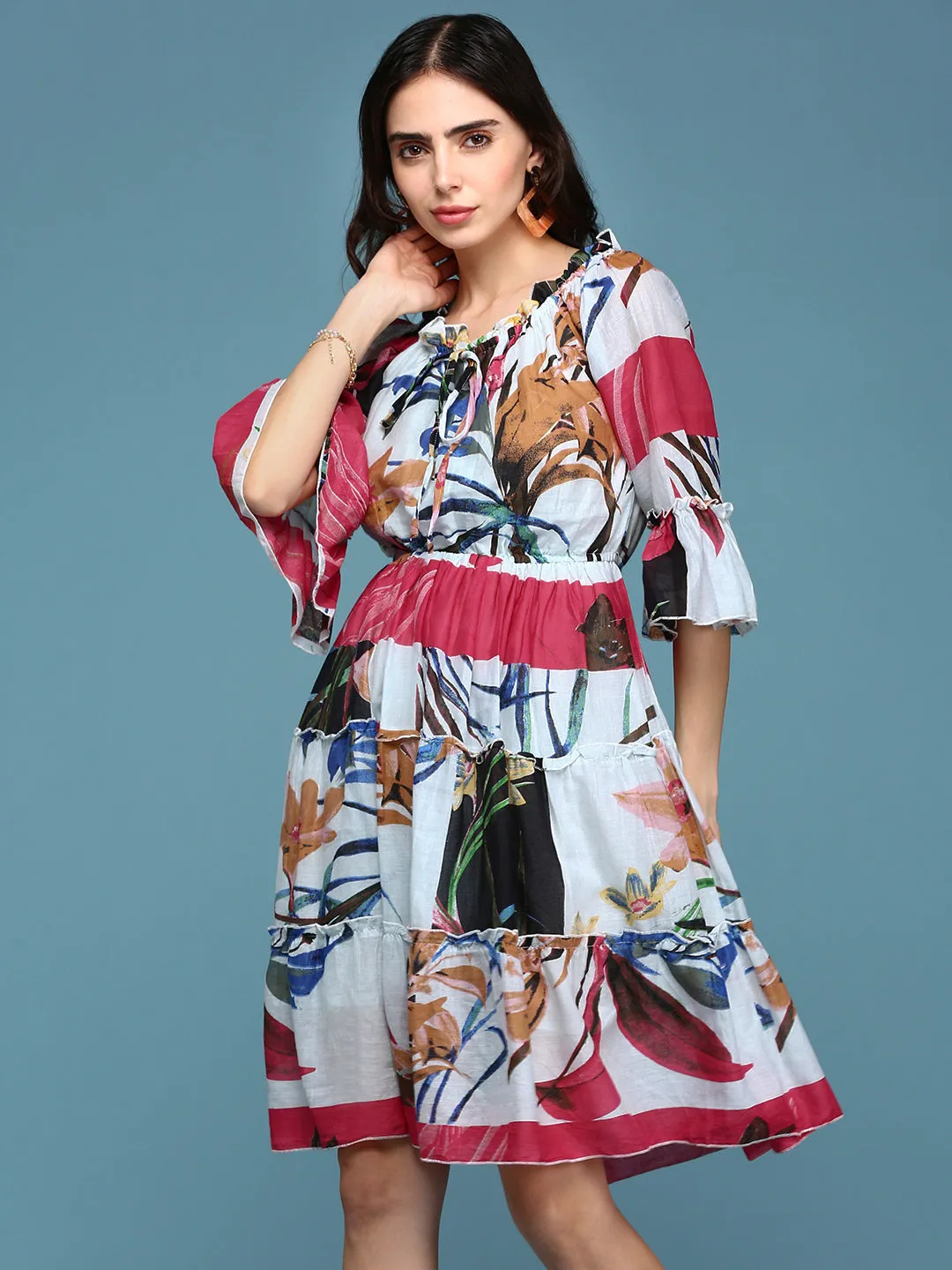 Women's Multi Printed Fit and Flare Dress