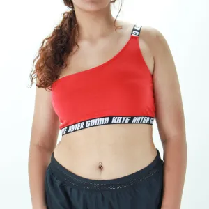 Women's One Shoulder Sport Top,Red